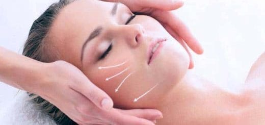 Japanese facial lifting. The tightening facial massage.